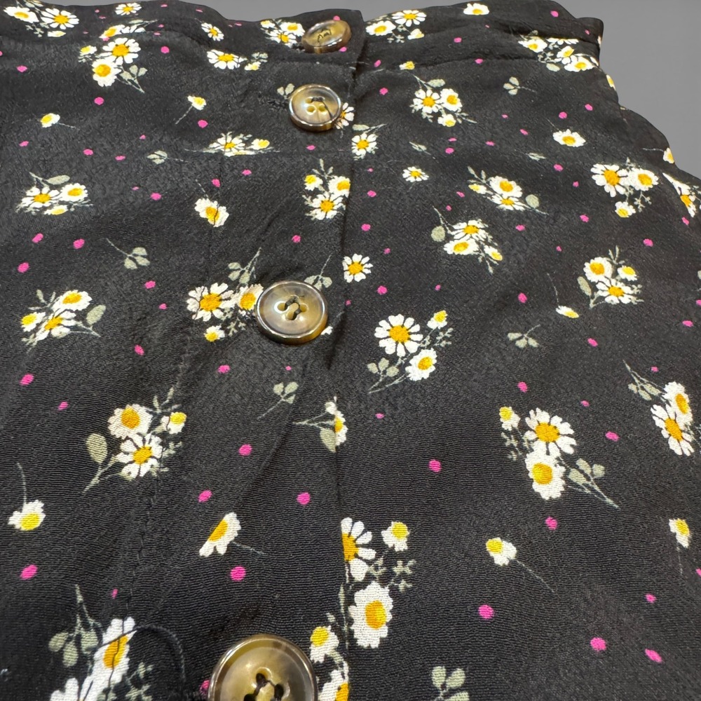 Ultra Flirt Daisy Floral Button‎ Front Midi Skirt Black Rayon Womens M Spring - Picture 4 of 11